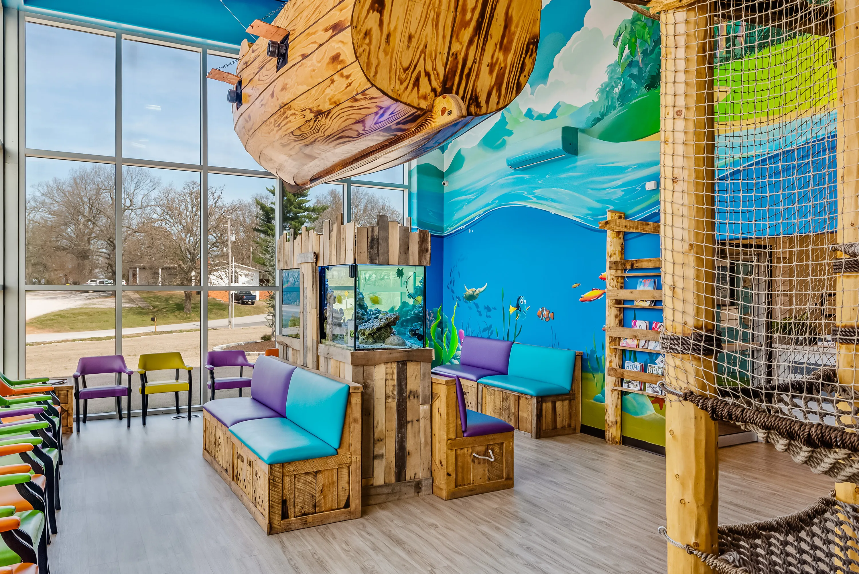 The rope-gym hideout above the waiting area at Super Smiles